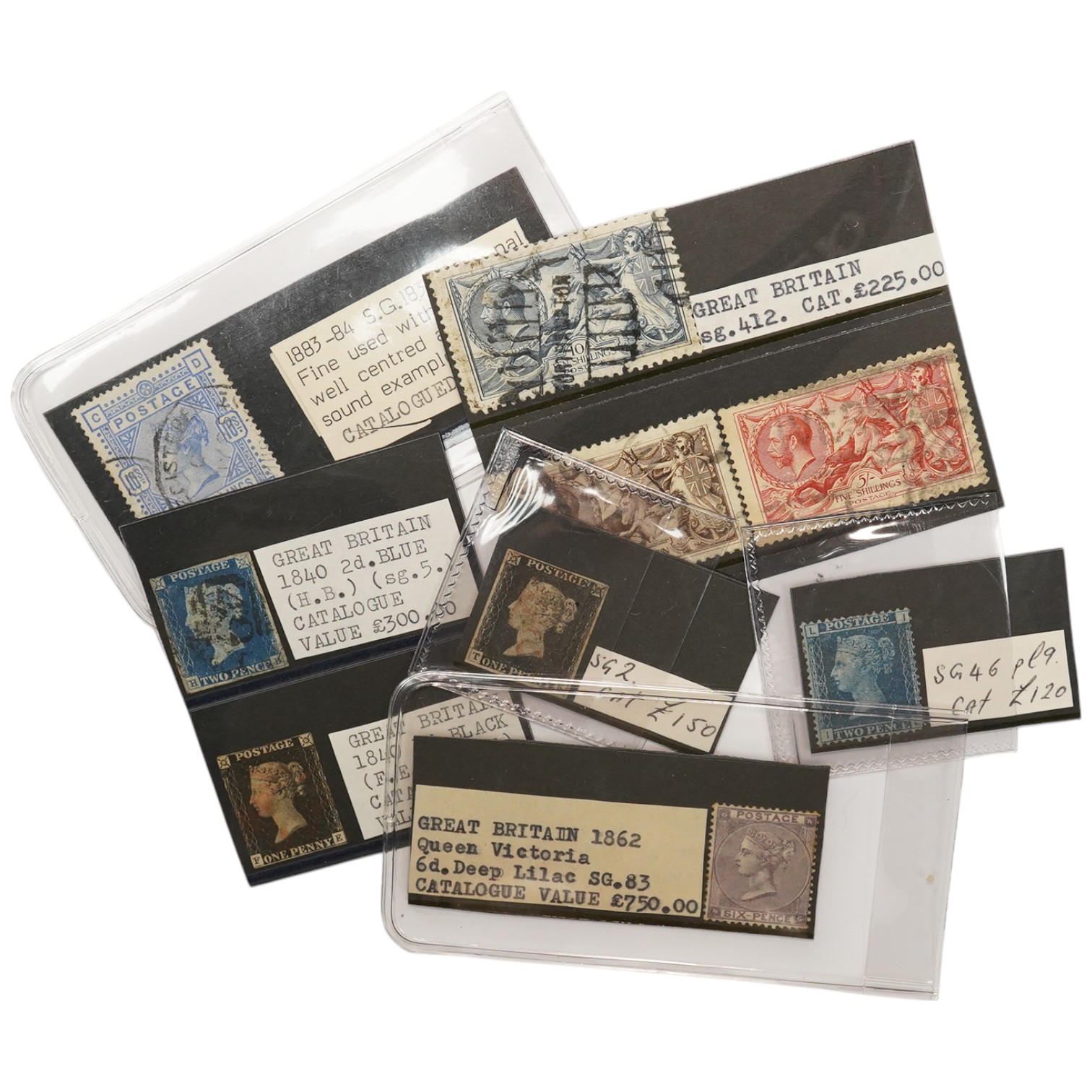 Nine stamps including Penny Blues and Penny Blacks